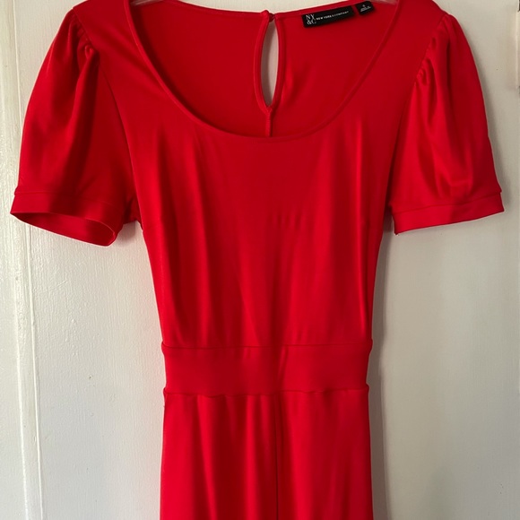 New York & Company Cotton Jumpsuit (Red) - Picture 3 of 6